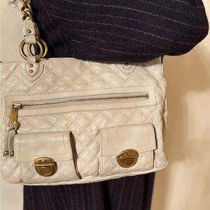 Marc Jacobs Cream Quilted Shoulder Bag